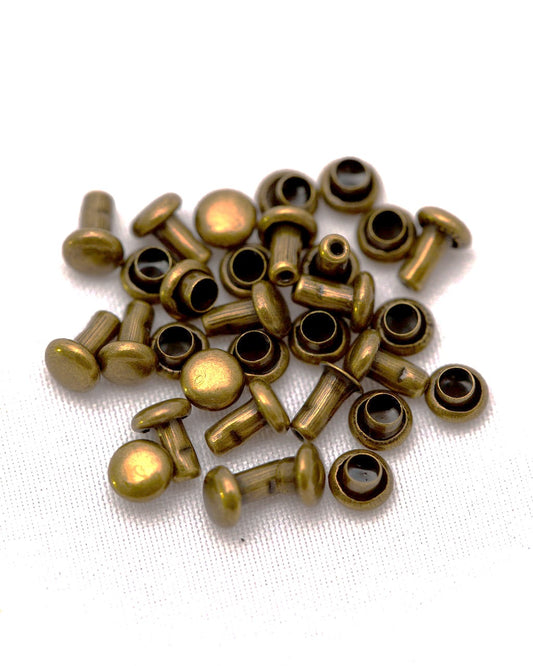 4mm Double Cap Rivets - 100ct - Silver - Gold - Bronze - Gunmetal - Rose Gold - Rainbow - Rivet Tools