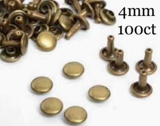 Bronze Rivets for Leather - 100ct 4mm Small Bronze Cap Rivet Studs - Fast Shipping from USA!
