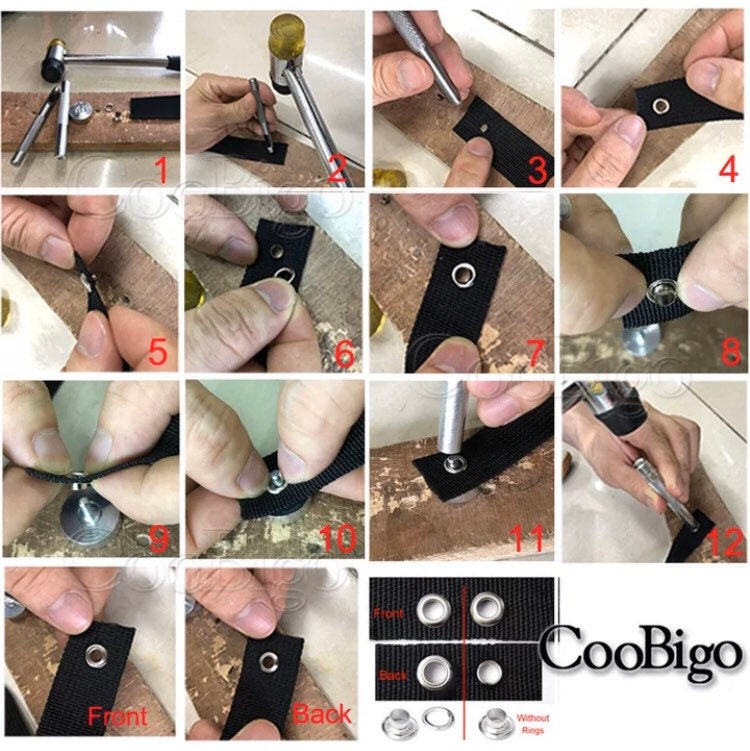 Cap Rivet Setter - Eyelet Grommet Setter - 4-5-6-8-10-12-15mmsizes with hole punch, awl, and mallet options