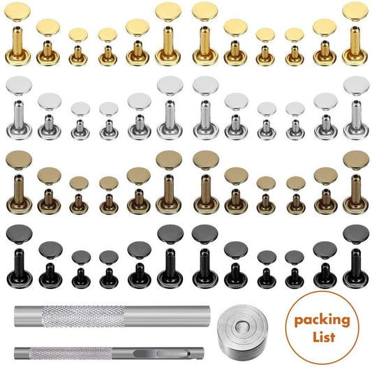 Rivet Kit - 480 sets double cap rivets with rivet setting tools and carry case