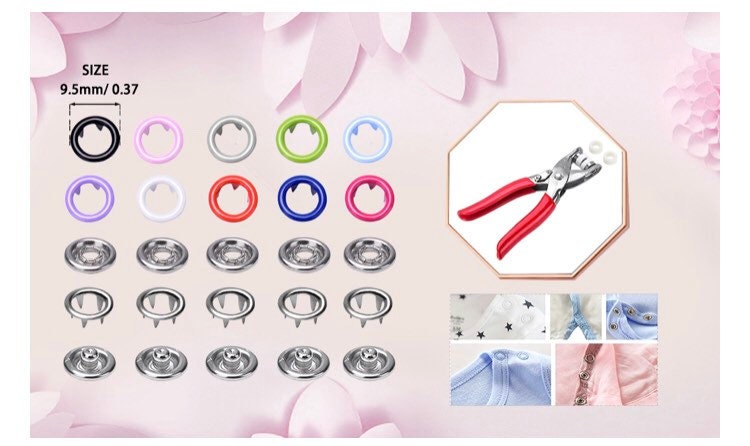 Colored Snap Kit with Pliers - 200 snaps with tools and carry case