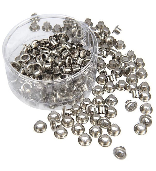 Eyelet pliers and hole punch tool with 100 self backing 3/16” grommets