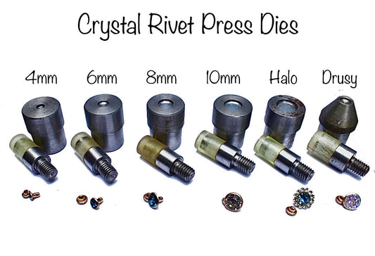 Crystal Rivet Dies for Hand Press - Dies for Setting Rivets, Grommets, and Snaps - Press Sold Separately