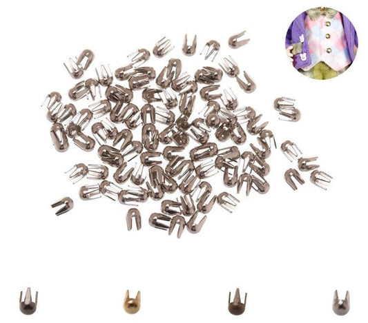 2mm mini claw rivets - 100ct doll size prong rivets