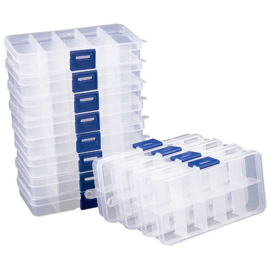 10 compartment adjustable box organizer for jewelry, beads, rivets, and trinkets
