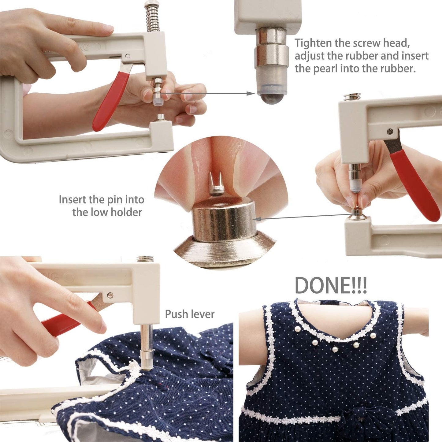 Pin Pearl Setting Machine - Fits 5 sizes of pin pearls