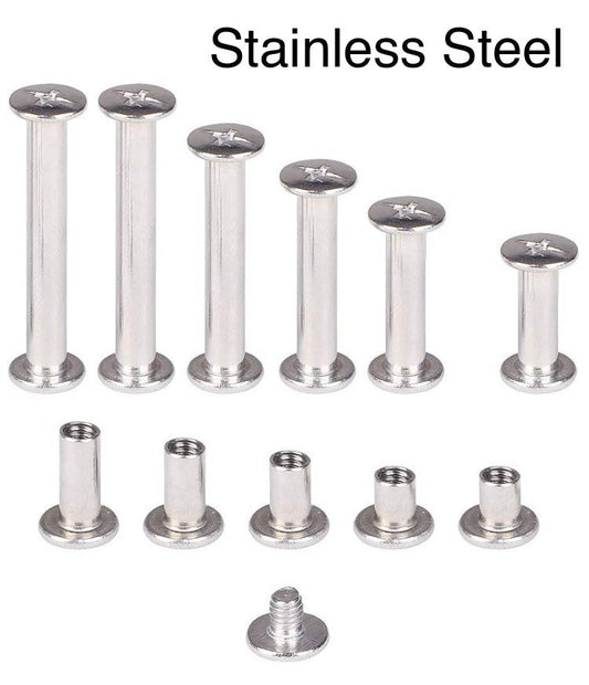 Stainless Steel Chicago Screw Rivets - multiple sizes - Easy install! No tools required! Perfect for tags