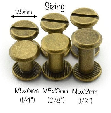 Chicago Screw Rivets - M5x6mm 10mm 12mm - Easy to use great for tags!