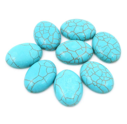 10pc Turquoise Stone Cabochon - Flat back Cabochon for jewelry and leather