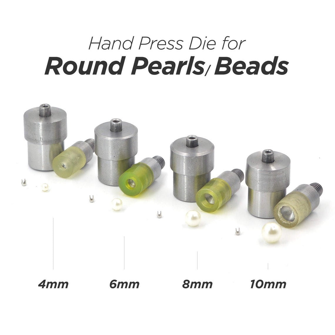 Round Pearl Rivet Dies for Hand Press - 4-10mm Dies for Setting Round Pearls and Beads