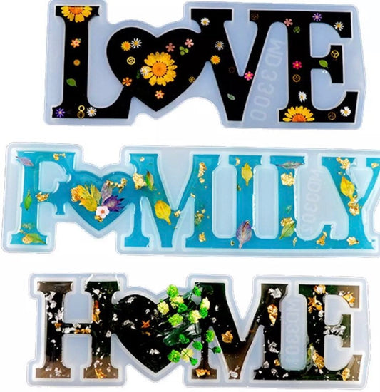 Family resin mold kit - Large Word Kit Family mantle piece