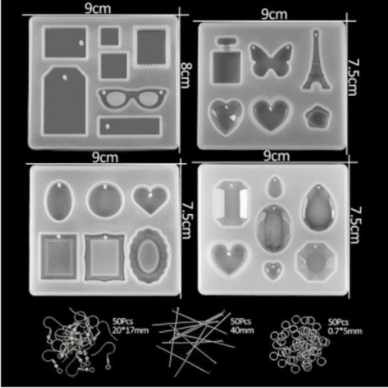 Charm Resin Mold Kit with Hardware - 159pc Pendant Silicone Mold Kit