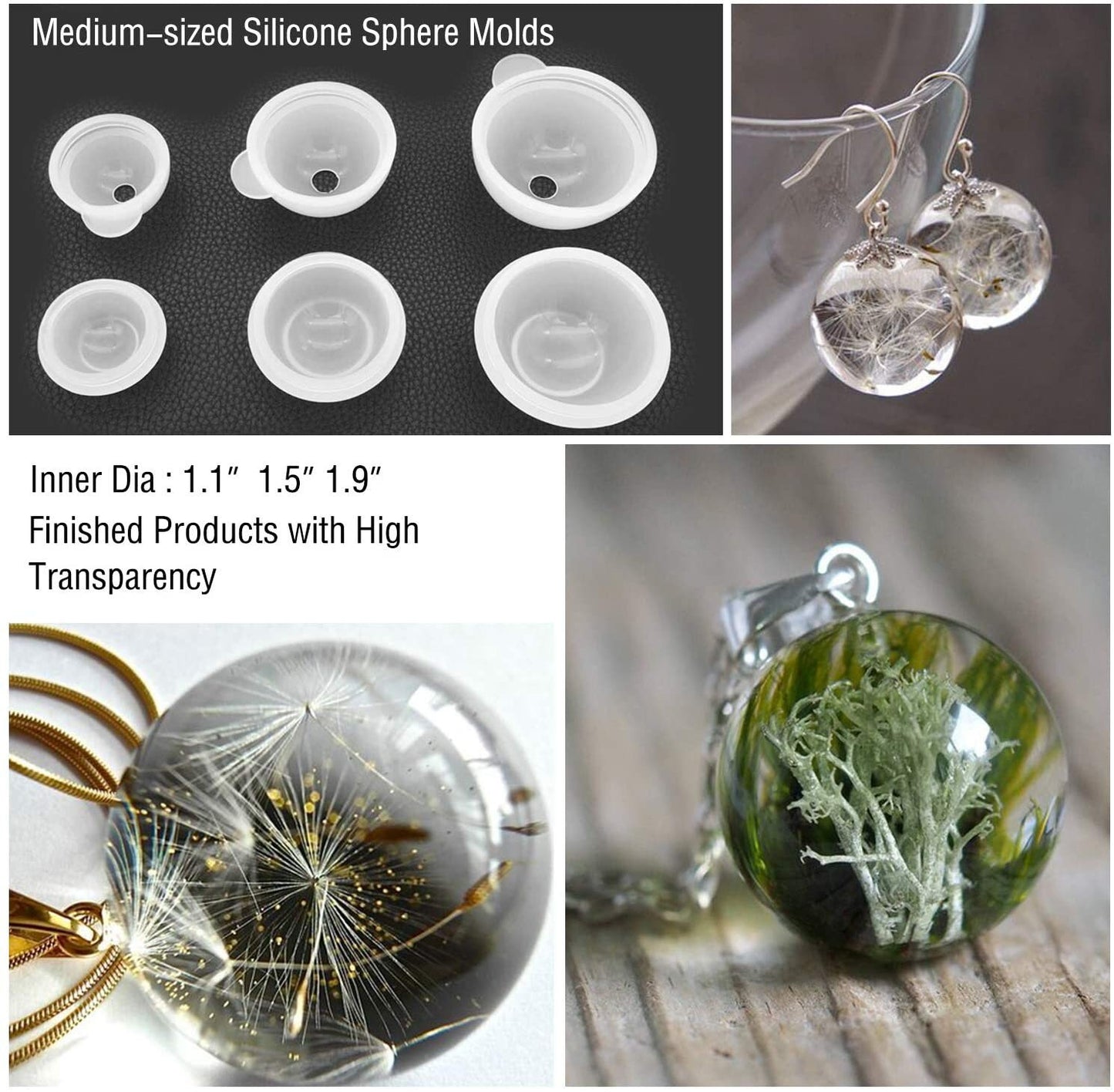 Bath Bomb Silicone Molds - 15pc Sphere Mold Kit for Resin, Bath Bombs, and Candles