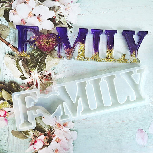 Family resin mold kit - Large Word Kit Family mantle piece