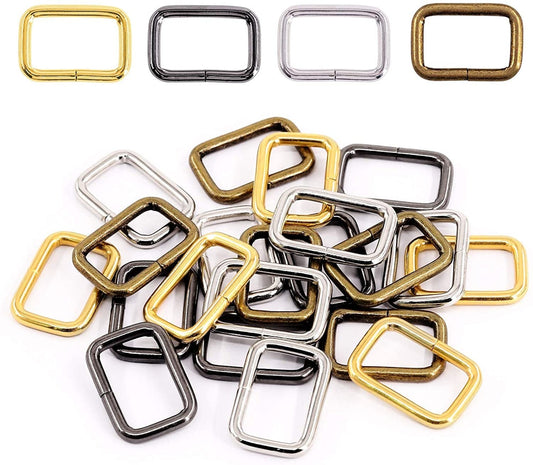 1" Square Metal Webbing - 1" Strap Keeper - Metal Buckle hardware for dog collars, purses, bags, straps, belts, and hardware needs - 10ct