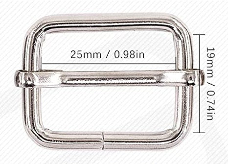 1" Tri-Glide Strap Slide - 1" Metal Slide Buckle hardware for dog collars, purses, bags, straps, belts, and hardware needs - 10ct