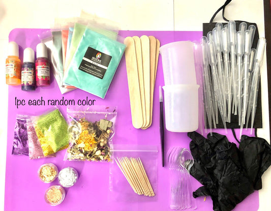 63pc Resin Prep Starter Kit with Glitter, Flowers, Mica, and Dye - 63 pcs!