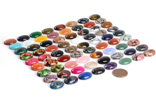 5pc 1” Stone Cabochon - Flat back Cabochon for jewelry and leather