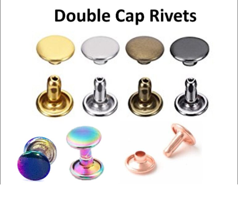 Rainbow Rivets for Leather - 20ct 4mm 6mm 8mm Double Cap Rainbow Rivets