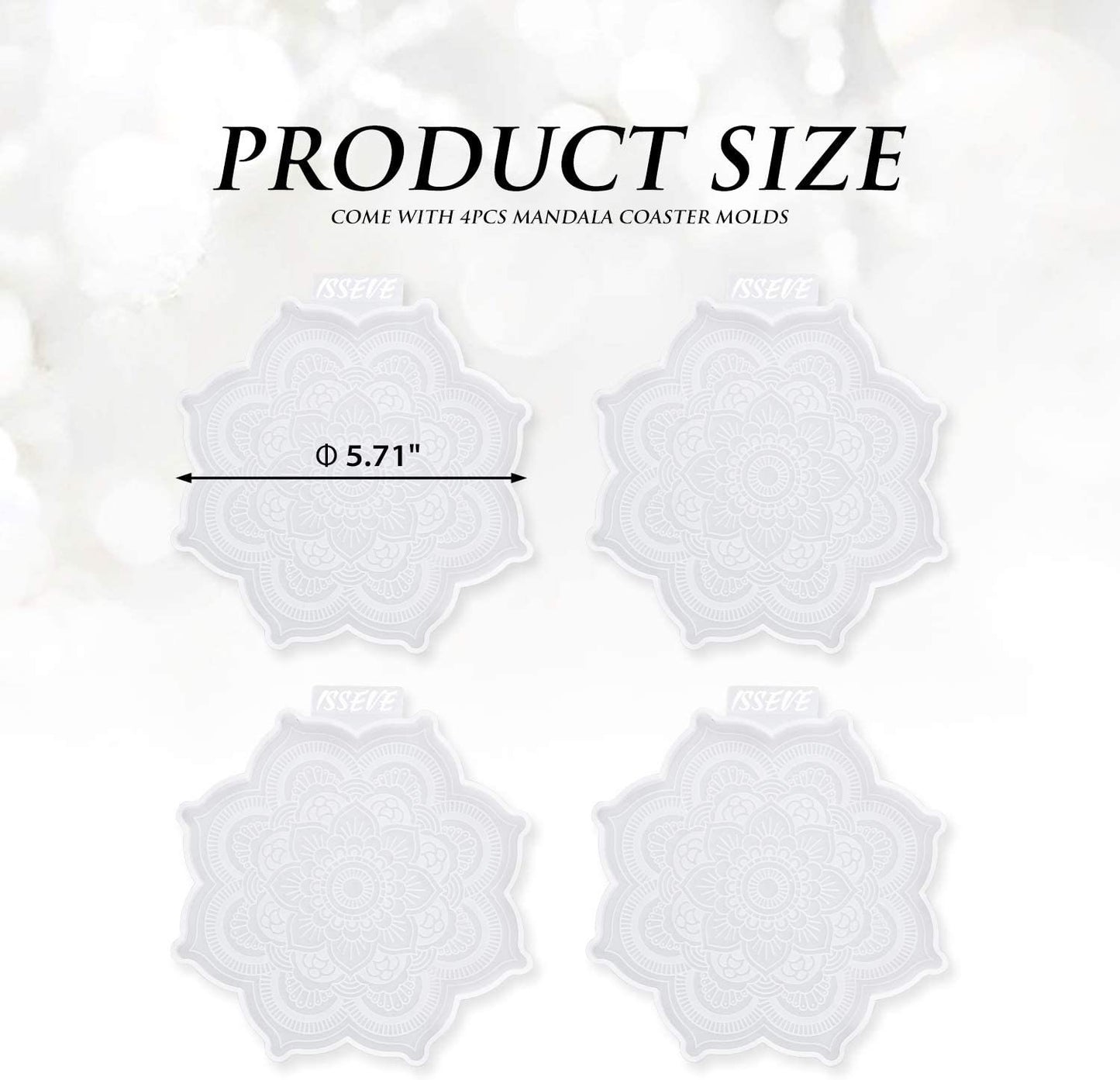 4pc Coaster Mold Set for Resin and Clay - 4pc Silicone Coaster Molds