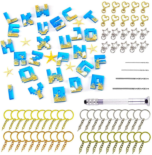 Gamer Alphabet keychain mold kit - Old School Pixel Alphabet Keychain Molds - Minecraft Letters Mold - 40pcs with tool