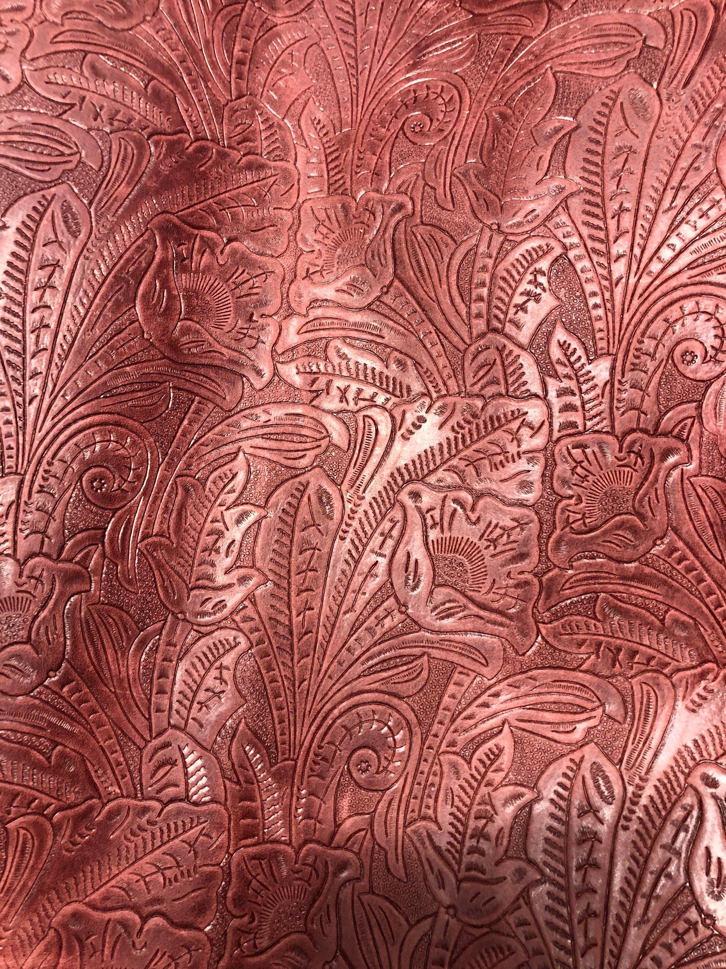 Embossed Mahogany Chrome tanned Designer leather - Raw Leather - Wholesale Leather 3-5oz