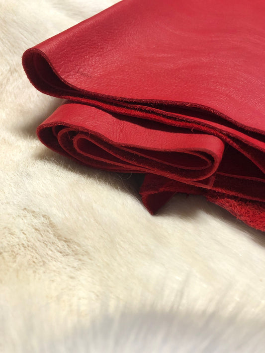 Red Pebbled Chrome tanned Designer leather - Raw Leather - Wholesale Leather 2-4oz