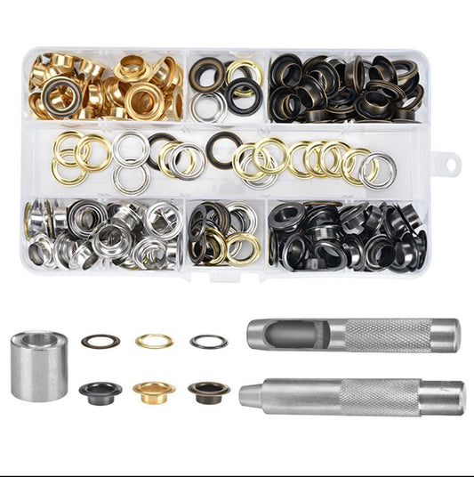 Metal Grommet Kit - 120pc 3/8" 10mm Eyelets with Washers, Eyelet Setting Tools and Carry Case