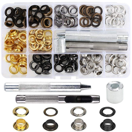 Metal Grommet Kit - 200 set 5/16" 8mm Eyelets with Washers, Eyelet Setting Tools and Carry Case