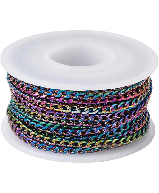 Rainbow chain for jewelry are crafts - 5 yards