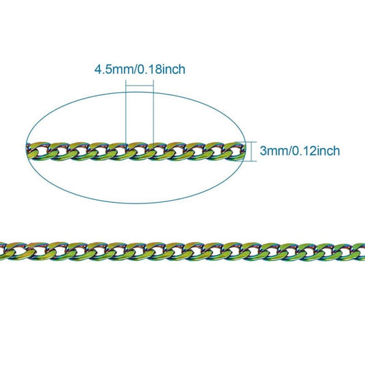 Rainbow chain for jewelry are crafts - 5 yards