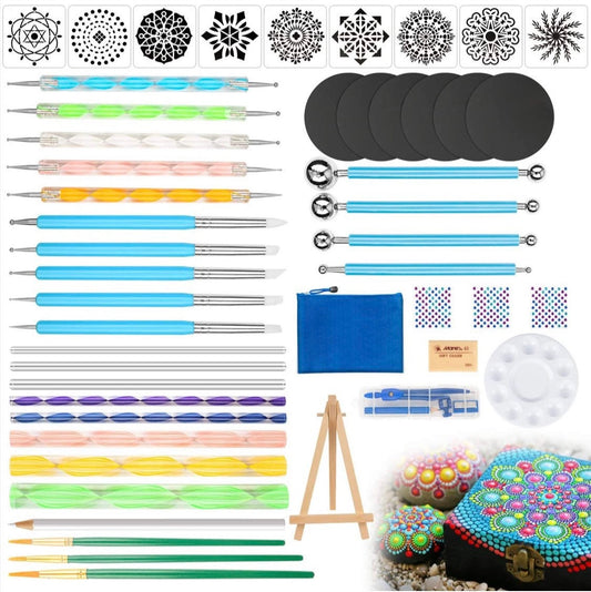 Mandala Dot Art Kit - Paint your own garden rocks, flower pots, and home decor