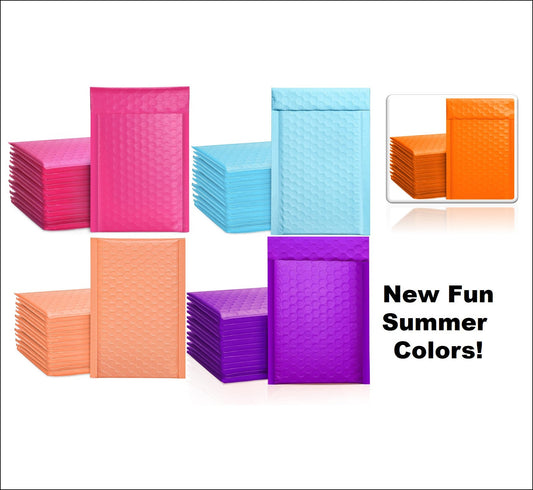 Bubble mailers - 4x8" 6x10" 8.5x12" - New Summer colors!