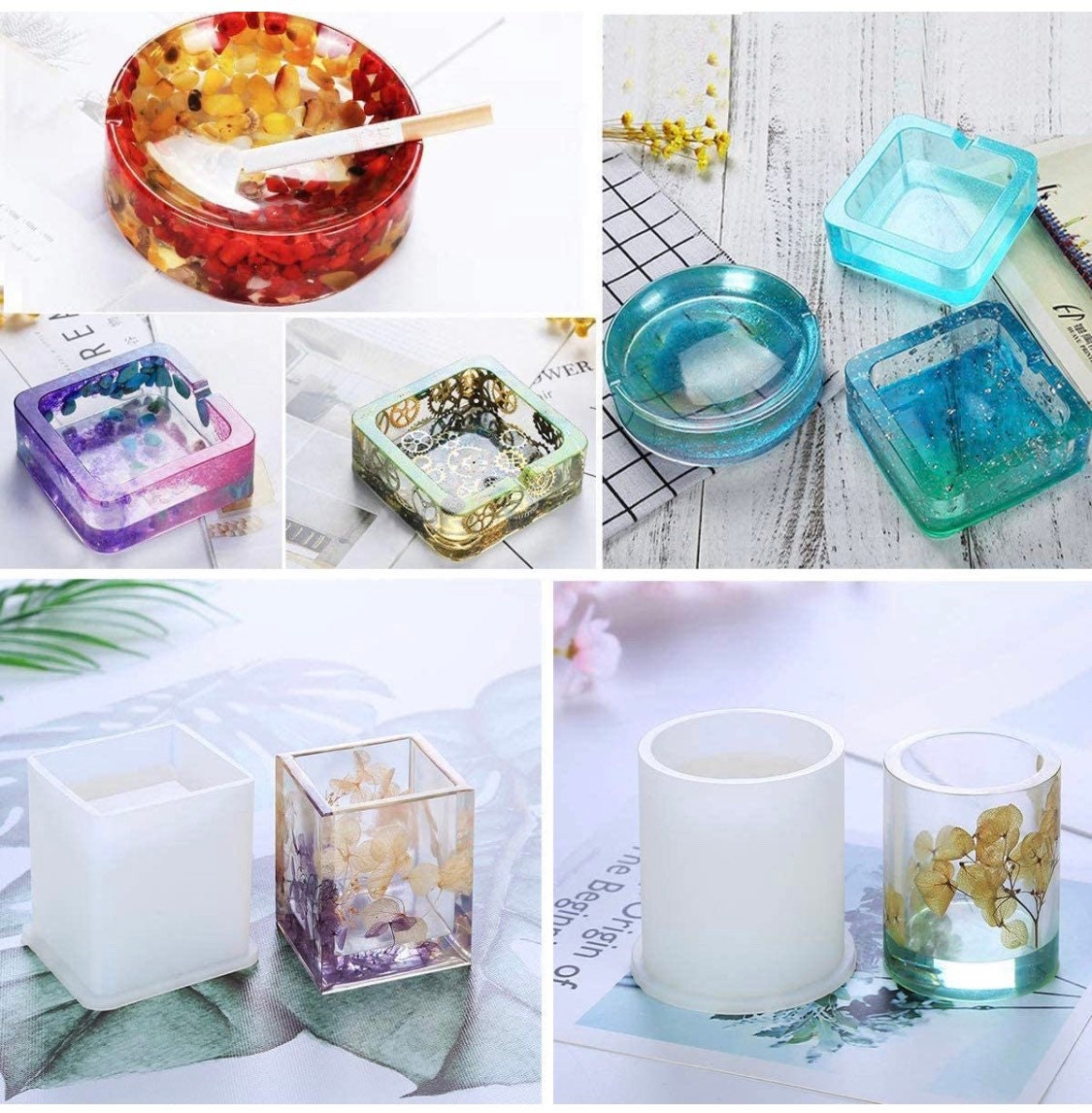 Large 4pc Resin Cup / Flower Pot / Trinket / Ash Tray silicone mold kit