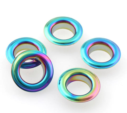 50ct Rainbow Grommets - 4mm and 5mm Rainbow Eyelets in Bulk