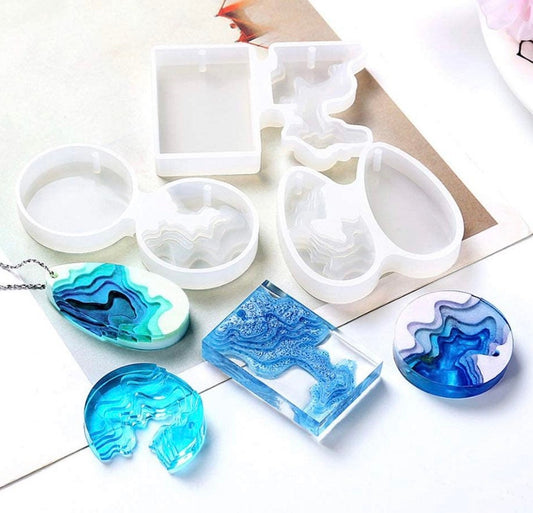 6pc Island Pendant Molds - Topographic molds - Silicone Resin Pendant Molds