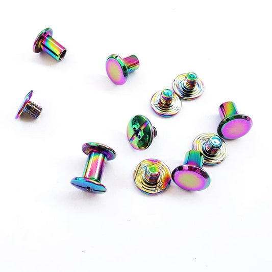 Rainbow Chicago Screw Rivets - M5x6mm and M5x10mm - Easy to use great for tags!