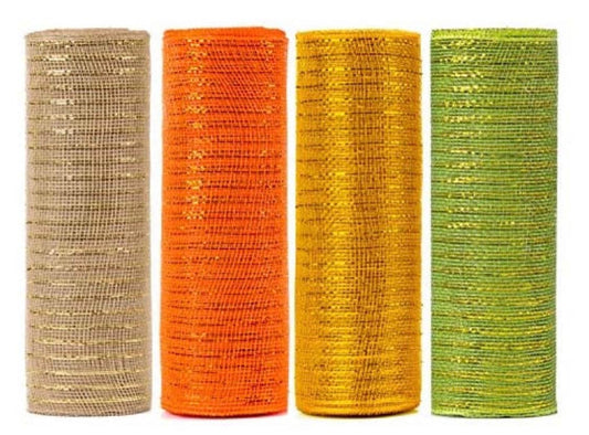 Wired Ribbon - 6” Mesh Metallic Spring Ribbon for Wreaths, Decor, and Crafts 6” x 30ft