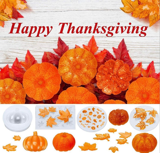 7pc pumpkin leaf fall molds - Halloween decor molds - Fall resin molds