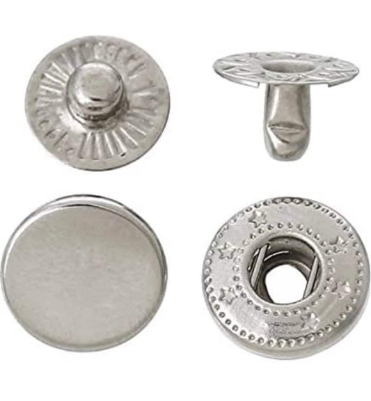 Tiny Metal Snaps for doll clothes, small bracelets, key fobs, keychains, and luggage tags - 8mm Spring Snap Buttons 10ct