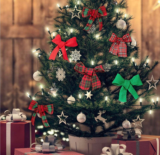 Christmas Wired Ribbon Set - 2.5” Mesh Burlap Eco Friendly Plaid Winter Ribbon for Wreaths, Gifts, Decor, and Crafts 2.5” x 5 yards