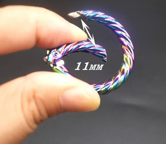 Rainbow Metal Rope O-Ring Caribiner - Round Trigger Clasp for dog collars, straps, belts, and bags - 1ct