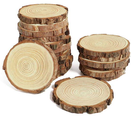 Natural Wood Bark Circles for Painting, Wood Burning, Ornaments, and Crafts - 10pc