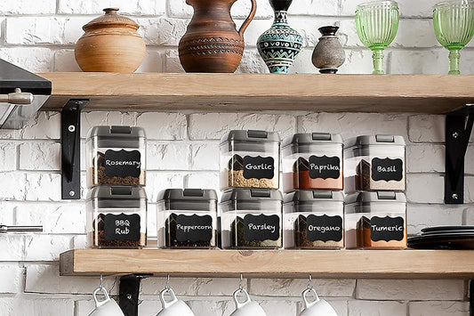 Pantry Labels (Minimalist) | 24ct Chalkboard Labels with Pen | Pantry Labels for Kitchen Organization | Waterproof Labels | Reusable Labels