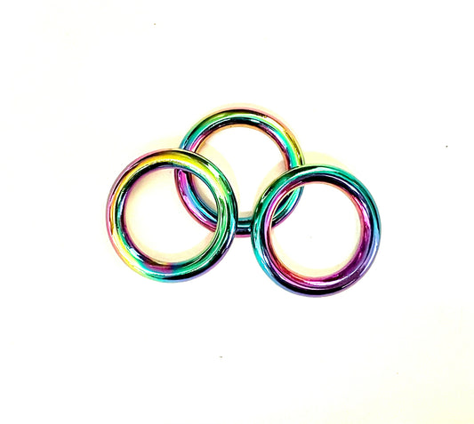 Rainbow Metal D-Rings for dog collars, straps, belts, and bags - 1ct
