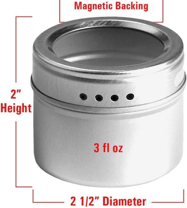 Magnetic Containers with Mountable Plate - Minimalist Storage - Spice containers - Craft Containers - 4ct with Plate