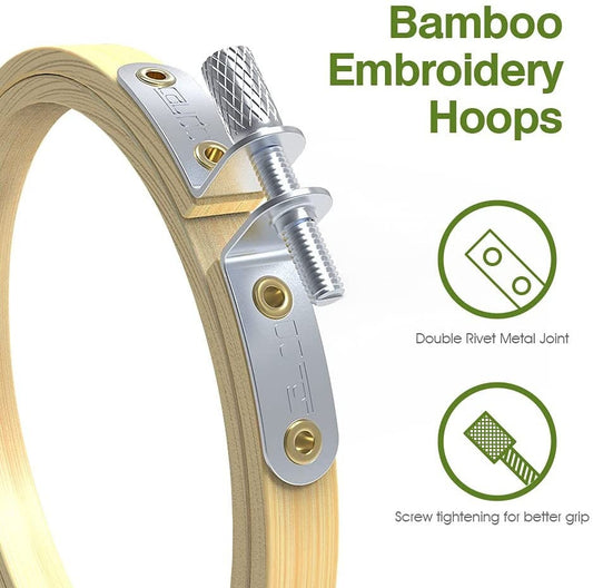 Cross Stitch Hoops - 3 inch to 10 inch Wood Embroidery Hoops - Bamboo Ring