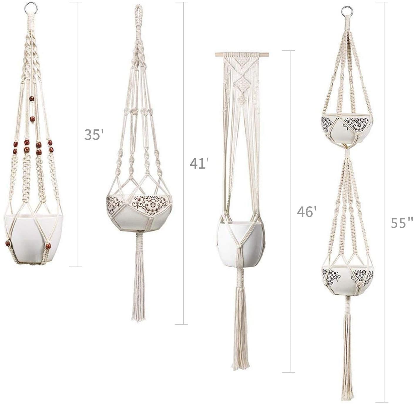Macrame Plant Hangers Set - Hanging Flower Pot - Rope Pot Holder - Macrame Decor - Minimalist Decor - Garden Decor - Indoor Plant Outdoor