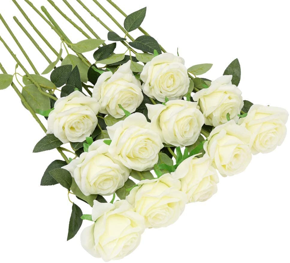 Rose Stems - Realistic Silk Rose Stems - Wedding Bouquet - Bridesmaid Bouquet - Artificial Long Stem Roses - Wedding Decor