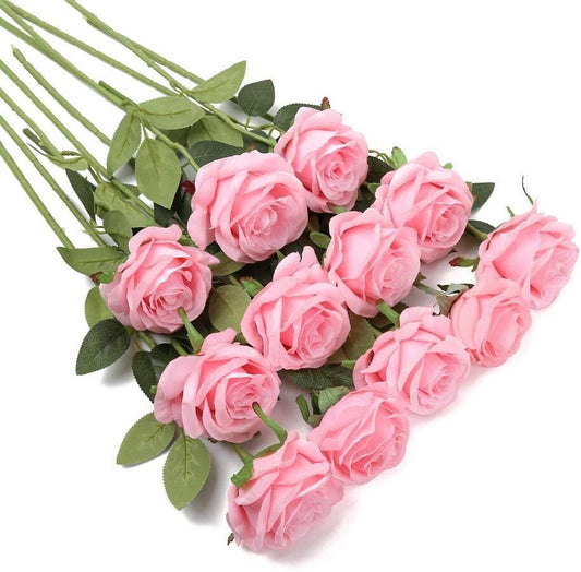 Rose Stems - Realistic Silk Rose Stems - Wedding Bouquet - Bridesmaid Bouquet - Artificial Long Stem Roses - Wedding Decor